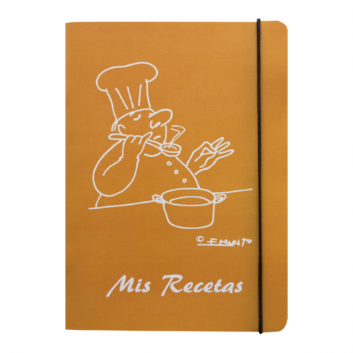 Libreta recetas cocinero color mostaza