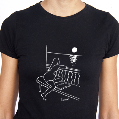 camiseta mujer y la luna